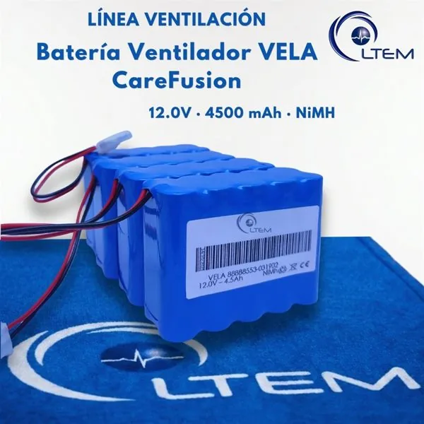 Batería para ventilador CareFusion VELA sobre el tapete de LTEM, foto real